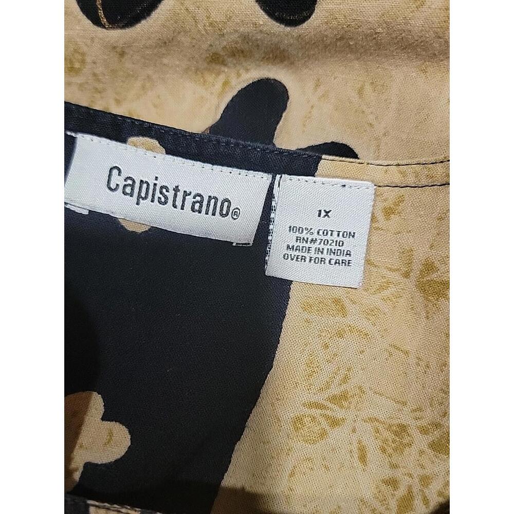 Capistrano House Dress Size 1X MuuMuu Kaftan Lounge W/Pockets Taupe Black #C - Picture 7 of 8